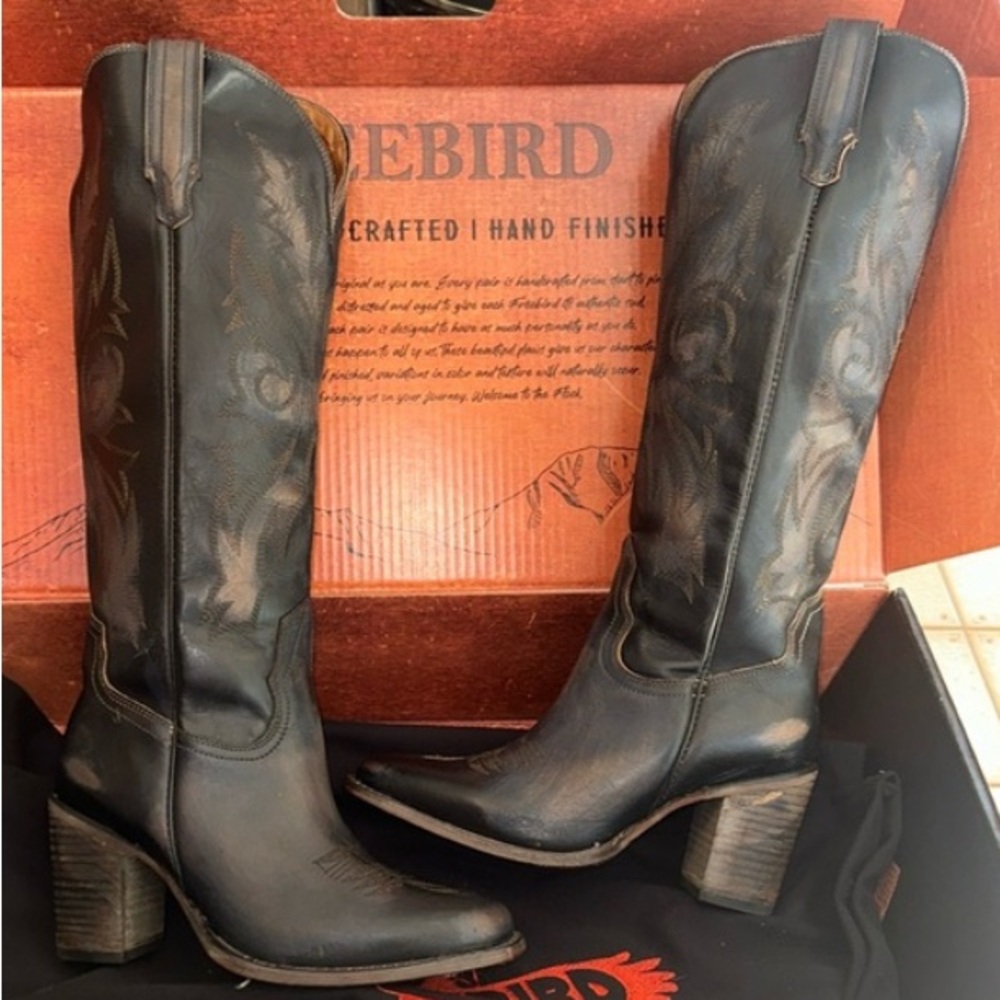 Freebird Panama Black Leather Western Boots